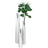glas art handmade GlasArt Blumenvase Vase Pure White Schlank weiß schlicht edel 30-50cm hoch, Wohnzimmer Fensterbank, Keramik (40x7 cm)