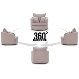 S-Style Drehsessel Ted Cord 107 x 94 cm rosa/pink mit Kissen