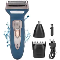 Elektrischer Nass- und Trockenrasierer für Herren, Elektrischer Bartrasierer, 3-in-1-Haarrasierer für Männer Trimmer Bart-Nase-Haarschneider Haarschneide-Pflegeset(Blau)