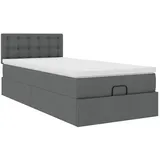 vidaXL Ottoman-Bett mit Matratze Dunkelgrau 100x200 cm Stoff