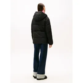Tommy Hilfiger Tommy Jeans Tjw HOODED MIDI Jacket Dw0dw21626 Pufferjacke, Black (Black), XL (46), schwarz, Web, Obermaterial: 100% Nylon, unifarben, regular fit wadenlang, Jacken Steppjacke