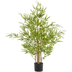 tectake® Künstlicher Bambusbaum, verschiedene Größen, viel Volumen, stabiler Kunststoff-Blumentopf