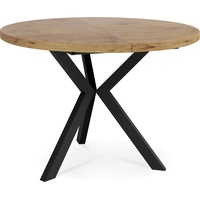 WFL GROUP Esstisch Allie, Runder Ausziehbarer Tisch im Loft-Stil mit schwarzen Metallbeinen braun