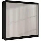 silape Schwebetürenschrank, Schwarz, Weiß, Holzwerkstoff, Rechteckig, 200x215x58 cm, Schlafzimmer, Kleiderschränke, Schwebetürenschränke