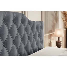altdecor Boxspringbett mit H4 Matratze und Topper - 180 x 200 cm - VILA-1 - Dunkelgrau Samt - Polsterbett mit Bettkasten und Lattenrost, Bett mit S... - Dunkelgrau