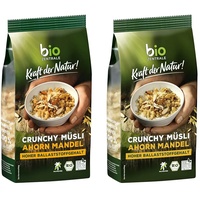 biozentrale Müsli Crunchy Ahorn-Mandel | 375 g knuspriges Bio Müsli | Ideal zum Frühstück und für den Müslibecher to go | vegan & ohne Palmöl (Packung mit 2)