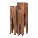 KADIMA DESIGN Beistelltisch-Set mit 3 Giraffenbeinen: Massivholz, rustikales Ambiente, handgefertigt