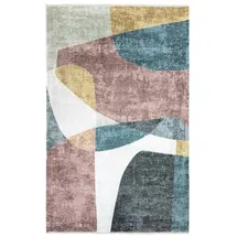 tesso living Designteppich Teppich Wohnzimmer "DEAN" Kurzflor Teppich, bedruckt Retro Muster, rechteckig, pflegeleicht, maschinenwaschbar, moderner Teppich, verschiedene Farben bunt 120 cm x 160 cm