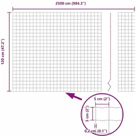 vidaXL Eurozaun 120 x 2500 cm Grau/Eisen