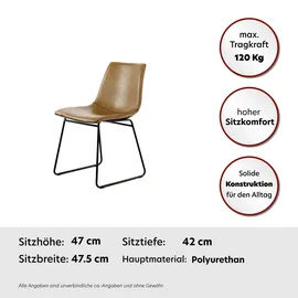 Kayoom Stuhl Caila 110 2er-Set, Hellbraun