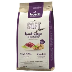 bosch HPC Soft Senior Ziege & Kartoffel – halbfeuchtes Hundefutter für ältere Hunde, Single-Protein, grain-free, 1 kg