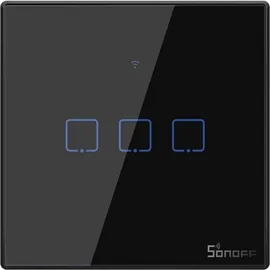 Sonoff T3EU3C - 3-gang Wi-Fi Smart Wall Switch 3-Kanal Wand-Schaltaktor, schwarz, mit Ra...