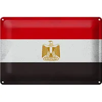 Femer Blechschild Flagge Ägypten 30x20cm Flag of Egypt Vintage