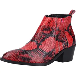ILC Damen Stiefel elegante Echtleder-Stiefelette Absatz-Schuhe mit Allover-Muster 514513 Rot/Schwarz - 37