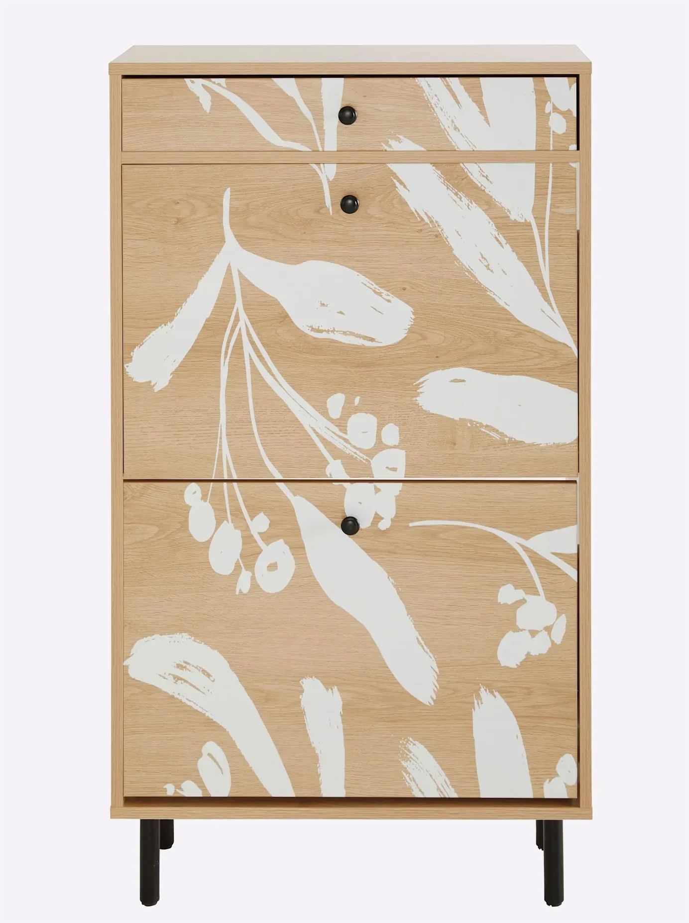 Schuhschrank HEINE HOME, beige (natur, weiß), B:60cm H:106cm T:24cm, MDF, Schränke, Schuhschrank
