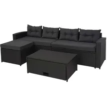 Mendler Poly-Rattan Garnitur HWC-J34 7-tlg. Schwarz