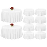 Showgeous 10 Stück Tischdecke Weiße Runde Tischdecke 275cm Polyester Stoff Tischdecke Rund Waschbare Tischdecke für Hochzeit Bankett Restaurant Buffet Parteien Garten