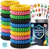 Mückenarmband Mückenschutz Armband Mückenpflaster Set - 20 Anti Mücken Armband + 60 Moskito Pflaster Kinder Erwachsene für Camping Zubehör Gadgets Reise Urlaub Must Haves Summer Outdoor Gegen Mücken