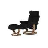 Stressless Relaxsessel Leder 77 x 108 x 76 cm Schwarz mit Hocker
