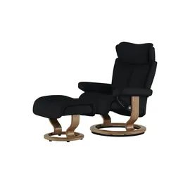 Stressless Relaxsessel Leder 77 x 108 x 76 cm Schwarz mit Hocker