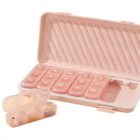 Koomuao Tablettenbox 7 Tage 3 Fächer, Pillendose Morgens Mittags Abends 21 Fächer Tragbarer Pillenbox, Medikamentenbox für Medikamente, Vitamine, Kalziumtabletten für Pillen Vitamin Fischöl (Rosa)