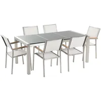 Beliani Gartenmöbel Set 6-tlg. Grau/Weiß/Silber