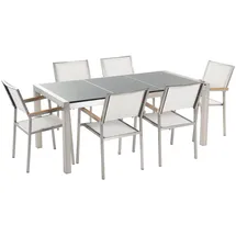 Beliani Gartenmöbel Set 6-tlg. Grau/Weiß/Silber