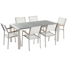 Beliani Gartenmöbel Set 6-tlg. Grau/Weiß/Silber