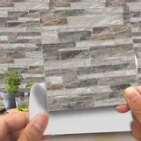 Ersandy - Dekorative Fliesenaufkleber Für Badezimmer Und Küche, Fliesenaufkleber, 20 Stück, Kunstleder, Ziegelstein-stil, 3d-steinimitat, Wasserfest, Selbstklebende Dekoration (la019, 20 Cm)