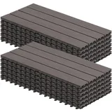 Woltu WPC Terrassenfliesen Terrassendielen Holz-Optik 30x60cm, Fliese Bodenfliese Klickfliese mit klicksystem Bodenbelag Coffee (12 Stück / 2 m2)