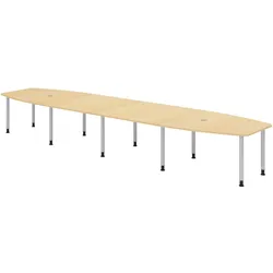 bümö Konferenztisch XXL KT52 in Ahorn Füße in Silber