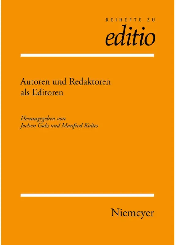 Autoren Und Redaktoren Als Editoren  Gebunden