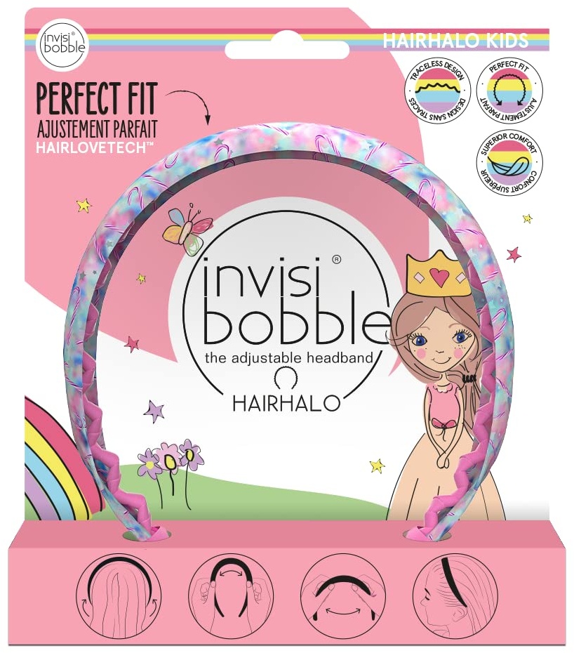 Invisibobble Kids Hairhalo Haarreif Rosa I 1x verstellbarer bunter Haarreifen Mädchen, weich, haarschonend und bequem I das Original designed im Herzen Münchens