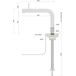 BieTal® Quooker Wasserhahn Front Voll Edelstahl & PRO3 & sprudelndes Wasser CUBE