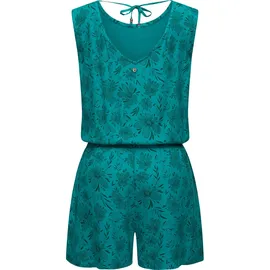Ragwear Jumpsuit Zella schicker, kurzer Damen Overall mit floralem Print blau XXL (44)