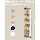 VR-Wohnideen K-Möbel Glasvitrine in Buche (176x37x33 cm) mit 4 höhenverstellbaren Glasböden, LED - Modellauto Vitrine Buche -- Vitrinenschrank Buche