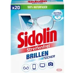 Sidolin Brillenputztücher Streifenfrei FTT2 , 1 Packung = 20 Stück