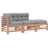 vidaXL 3-tlg. Garten-Lounge-Set mit Kissen Massivholz Douglasie