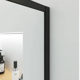 Home Deluxe - Duschabtrennung - BAKI - Breite: 160 cm, Schwarzer Rahmen, Klarglas, 6 Raster Optik - 10 mm ESG - Sicherheitsglas I Walk in Dusche, D... - Transparent