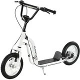 HOMCOM Kinderroller ab 5 Jahre Scooter Kinderscooter Tretroller Cityroller Kinder Roller Kickboard mit Luftreifen 12 Zoll Gummi Aluminium Weiß 120... - Weiß