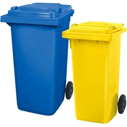 BRB Set mit 1x DIN Mülltonne 120 Liter gelb und 1x DIN Mülltonne 240 Liter blau