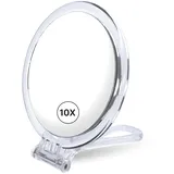 Fantasia Beauty Reisespiegel mit 10-facher Vergrößerung – Ideal als Schminkspiegel für unterwegs – Vergrößerungsspiegel mit Acrylrahmen & Stoffbeutel – Perfekt für Make-up & Rasur