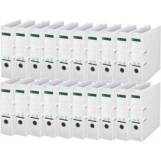 Leitz Qualitäts-Ordner 180° Plastik, 20er Pack, A4, Weiß, 8,2 cm Rückenbreite, PP-laminierter Einband, 10105001