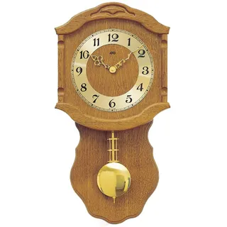Pendeluhr AMS Wanduhr 964 / 4 Quarz mit Pendel Holzgehäuse Eiche