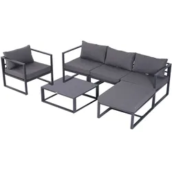 Outsunny Garten Sessel Set Aluminium, Polyester, Hartglas