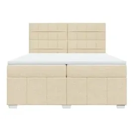 vidaXL Boxspringbett mit Matratze Creme 200x200 cm Stoff