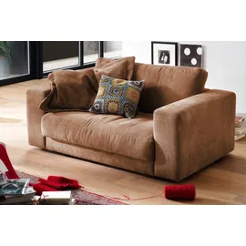 KAWOLA Doppelsessel MADELINE Cord 170 x 86 x 127 cm Braun mit Kissen und Rollen