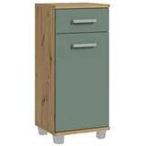 Forte Unterschrank VERIS, B 40 cm - 1 Tür - 1 Schublade - Artisan Eiche Dekor Salbeigrün matt