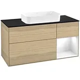 Villeroy & Boch Finion Waschtischunterschrank G712GFPC 120x60,3x50,1cm, Regal rechts Glossy white lacquer, Oak Veneer