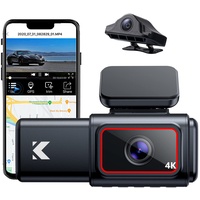 Kingslim D6 3 Lens 4K Dashcam Kamera Auto mit WiFi GPS - 4K Dash Cam Vorne, 2K+2K+1080P Vorne Hinten und Innen, Infrarot Nachtsicht, 24/7 Parkmodus, Daueraufnahme, Max 256GB